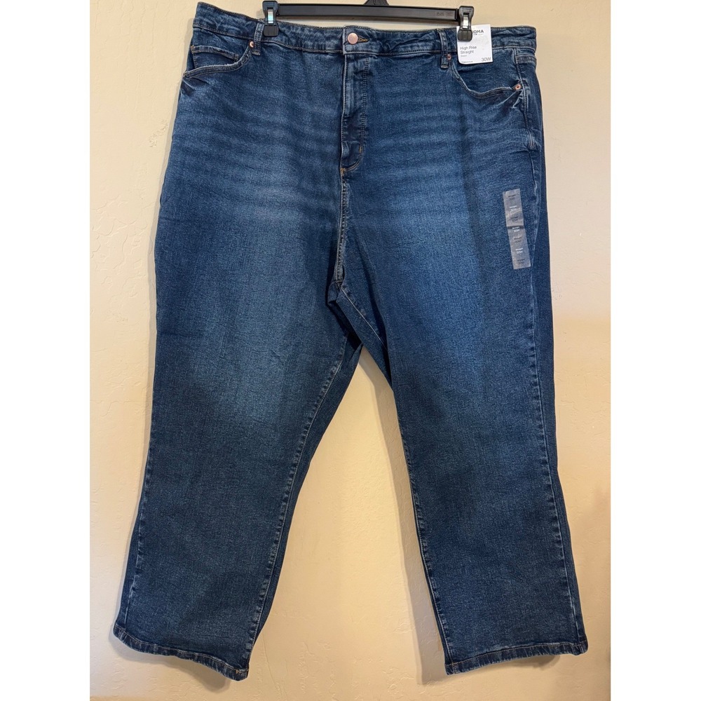 Sonoma Jeans‎ Women 30W Blue High Rise Straight Stretch Denim Pants Casual NEW